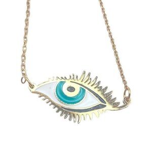 Gold evil eye pendant necklace